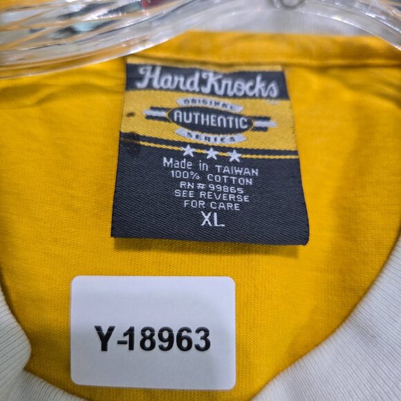 VINTAGE Hard Knock Men Shirt XL Yellow Ringer Spray Paint Hip Hop Streetwear Y2K - Picture 12 of 12